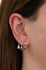 Yui Gemstone Huggie Dangle Earrings Silver