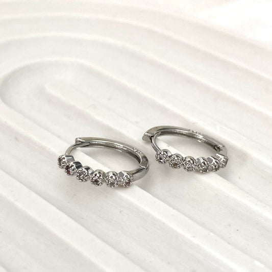 Milgrain Dainty Hoop Earrings 925 Sterling Silver White Gold