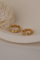Twist CZ Pave Hoop Earrings