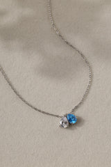 Linnea Birthstone Pear Silver Necklace | Stainless Steel