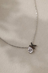 Aveline Birthstone + Initial Necklace Silver – Stainless Steel