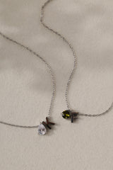 Aveline Birthstone + Initial Necklace Silver – Stainless Steel