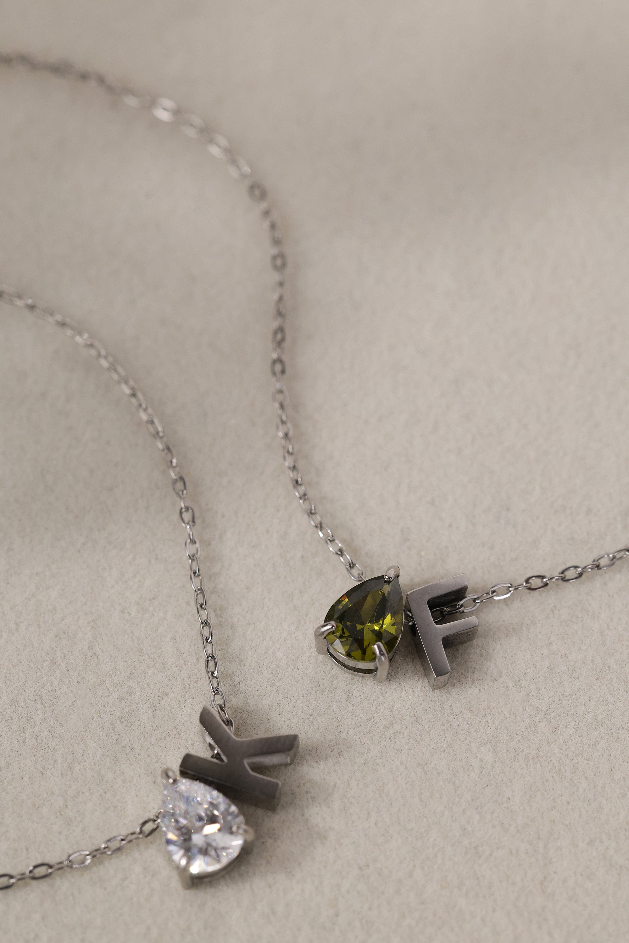 Aveline Birthstone + Initial Necklace Silver – Stainless Steel