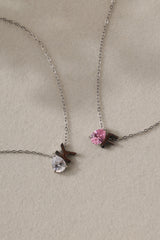 Aveline Birthstone + Initial Necklace Silver – Stainless Steel