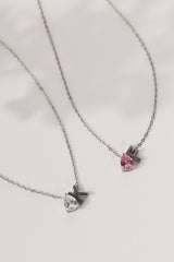 Aveline Birthstone + Initial Necklace Silver – Stainless Steel