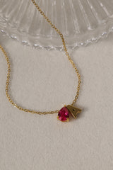 Aveline Birthstone + Initial Gold Necklace – Stainless Steel