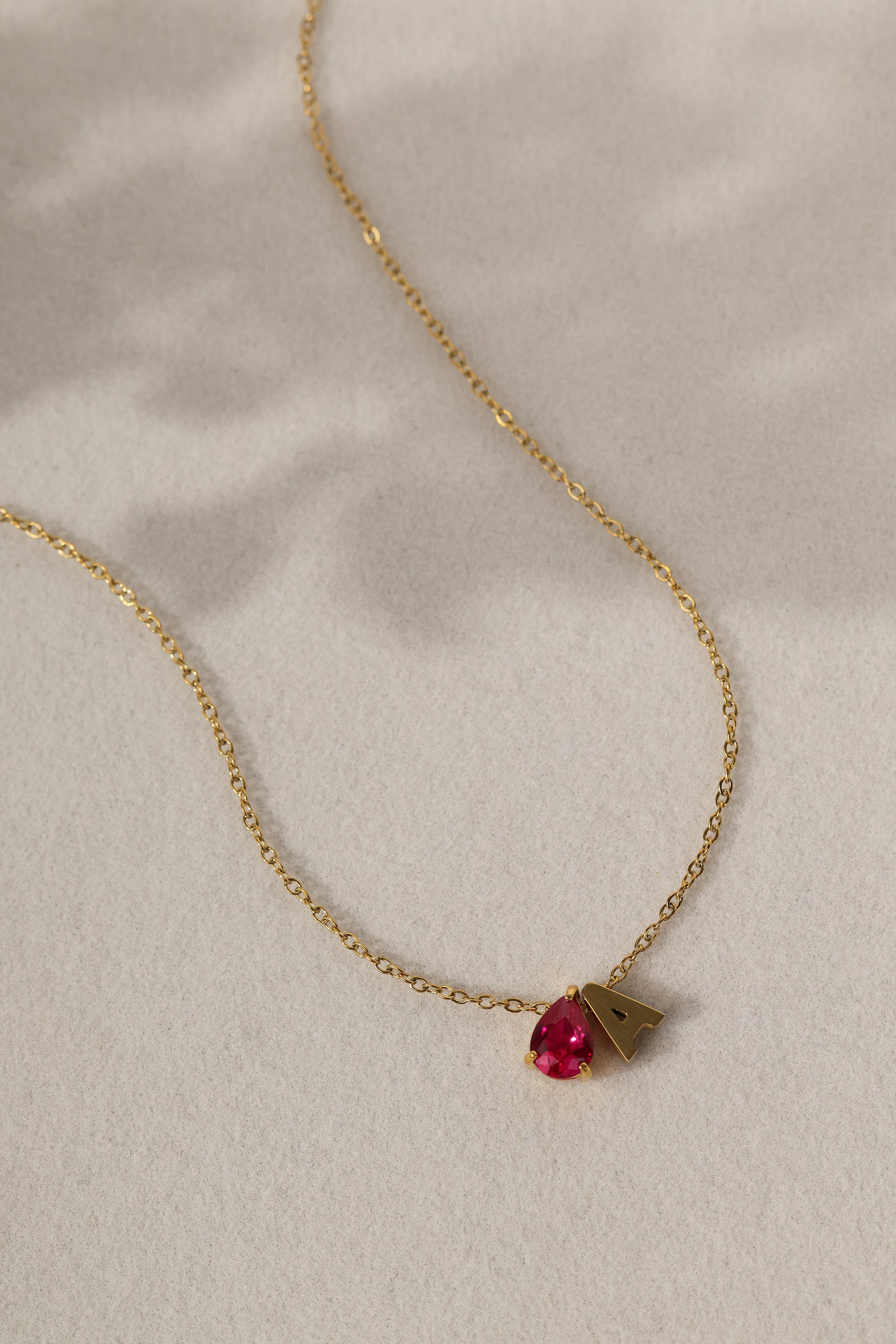 Aveline Birthstone + Initial Gold Necklace – Stainless Steel