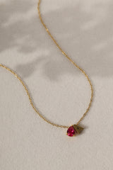Aveline Birthstone + Initial Gold Necklace – Stainless Steel