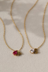 Aveline Birthstone + Initial Gold Necklace – Stainless Steel