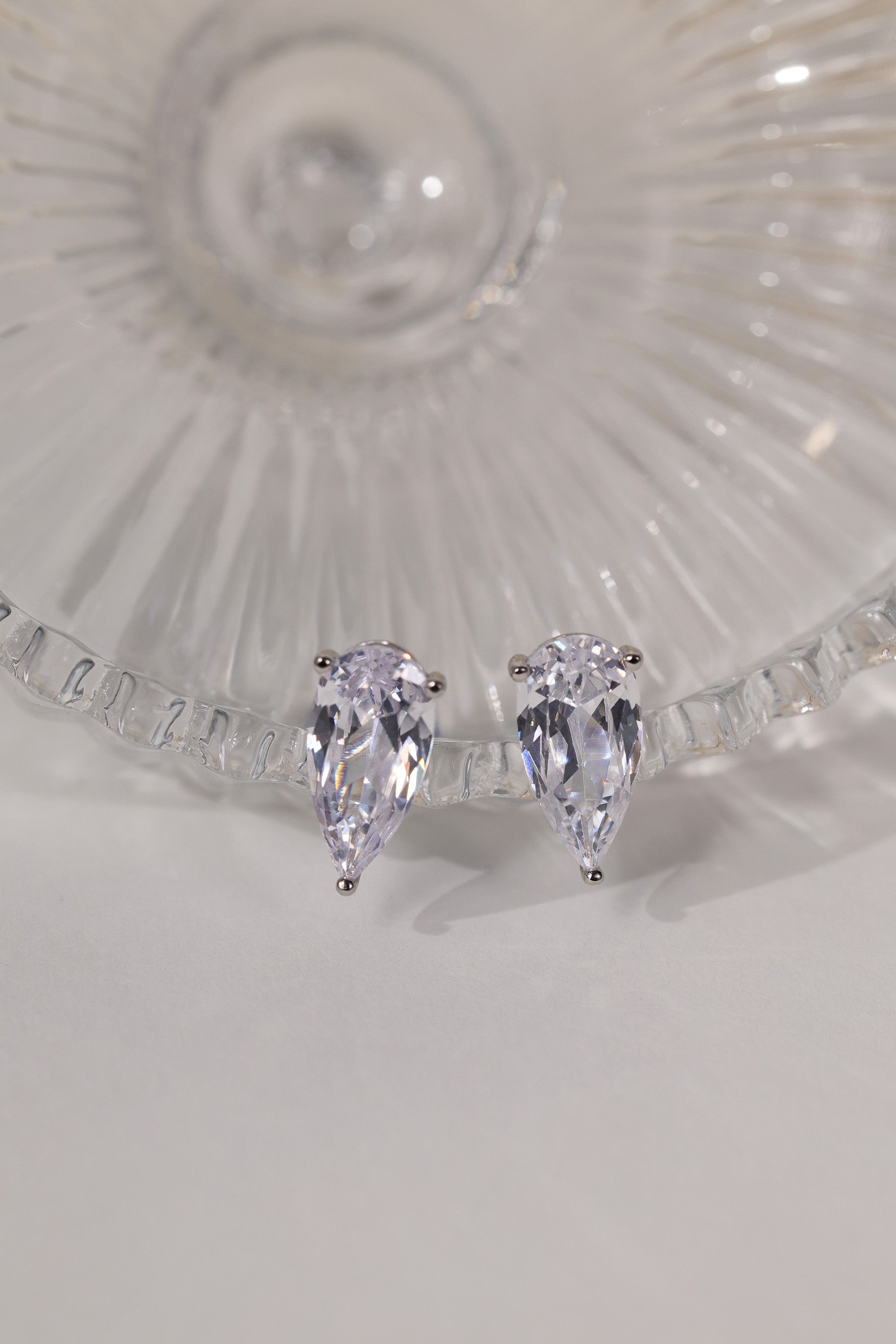 Adamas Pear 4 Carat Stud Silver Earrings – Sterling Silver