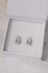 Adamas Pear 4 Carat Stud Silver Earrings – Sterling Silver