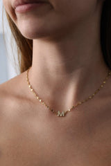 Personalised initial necklace in 18K gold plated stainless steel with dainty letter charm