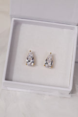Adamas Pear 4 Carat Stud Gold Earrings – Sterling Silver