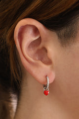 Small Love heart Dangly Earrings SILVER