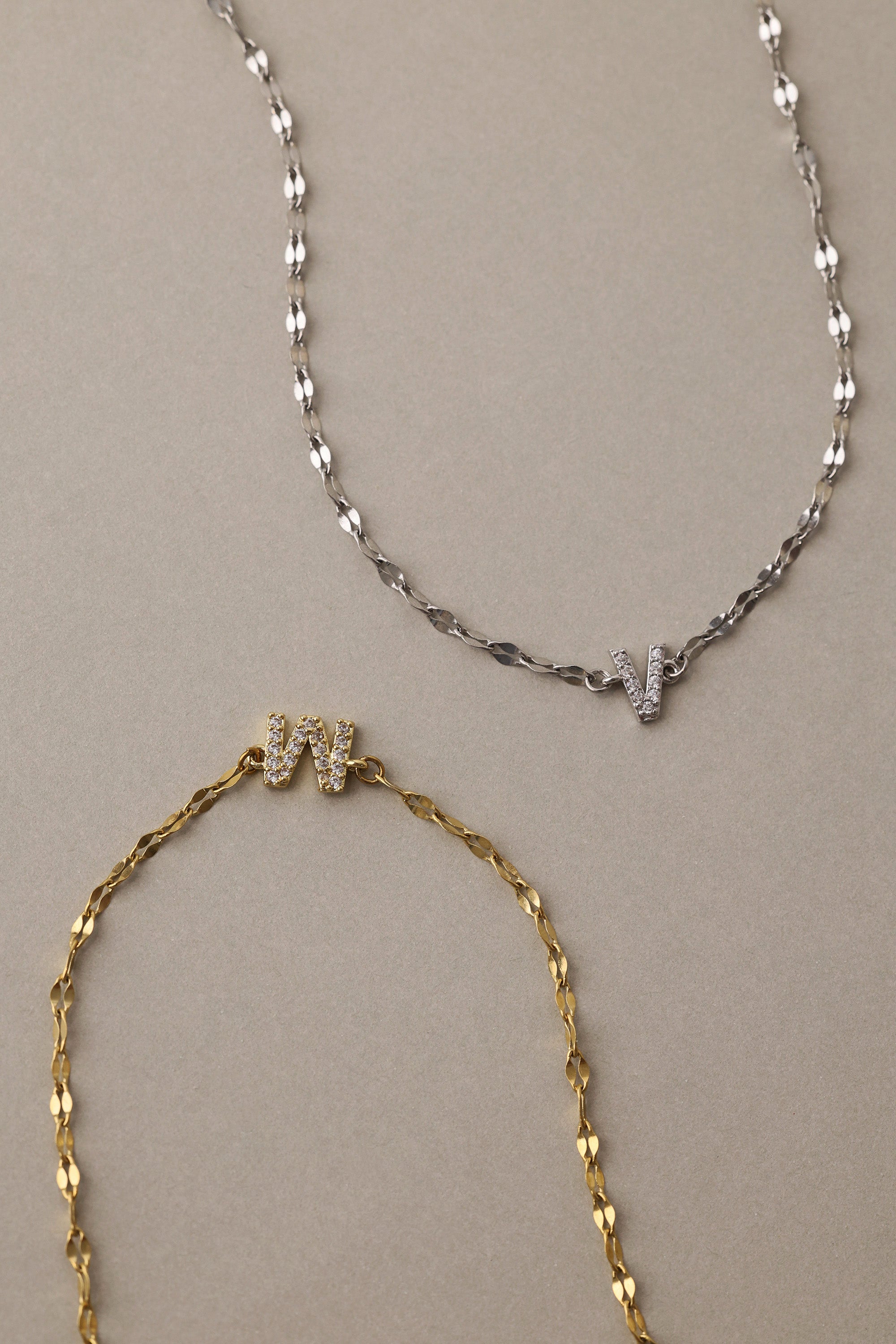 Personalised initial necklace in 18K gold plated stainless steel with dainty letter charm