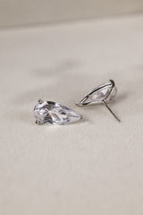 Adamas Pear 4 Carat Stud Silver Earrings – Sterling Silver