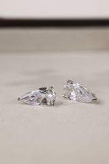 Adamas Pear 4 Carat Stud Silver Earrings – Sterling Silver