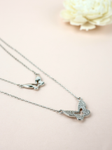 Asrai Butterfly Double Layered Necklace Sterling Silver-Silver