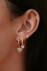 Small Love heart Dangly Earrings GOLD