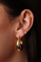 Chunky Gold Oval Hoop Earrings Pointy