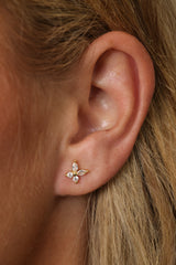 Butterfly Cubic Zirconia Stud Gold Earrings – Sterling Silver