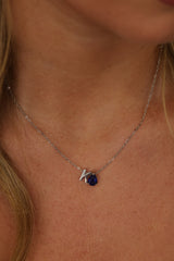 Aveline Birthstone + Initial Necklace Silver – Stainless Steel