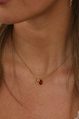 Aveline Birthstone + Initial Gold Necklace – Stainless Steel