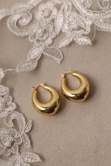 Chunky Gold Oval Hoop Earrings Pointy statement 