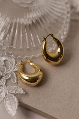 Chunky Gold Oval Hoop Earrings Pointy statement 