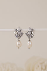 Seraphine Pearl Drop Cluster Silver Earrings