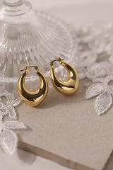 Chunky Gold Oval Hoop Earrings Pointy