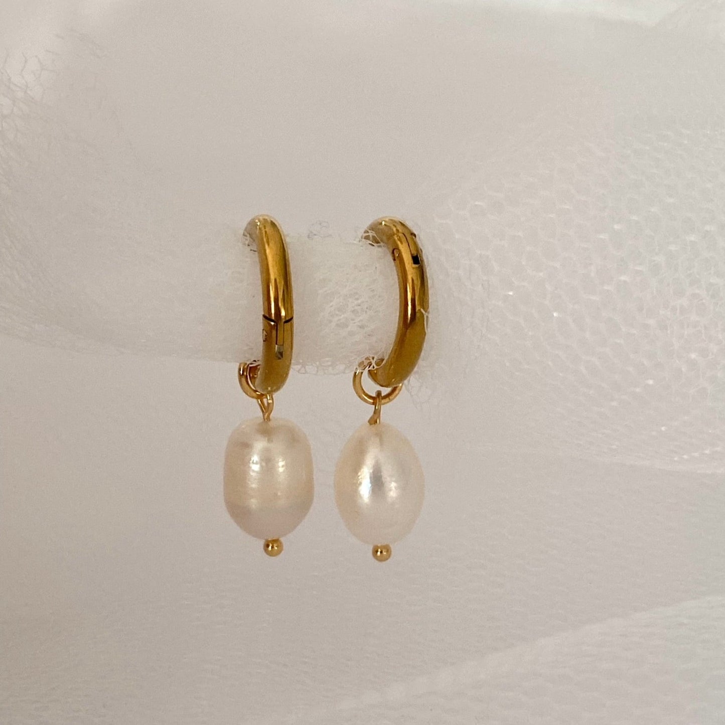 Natural Pearl Drop Stainless Steel Earring