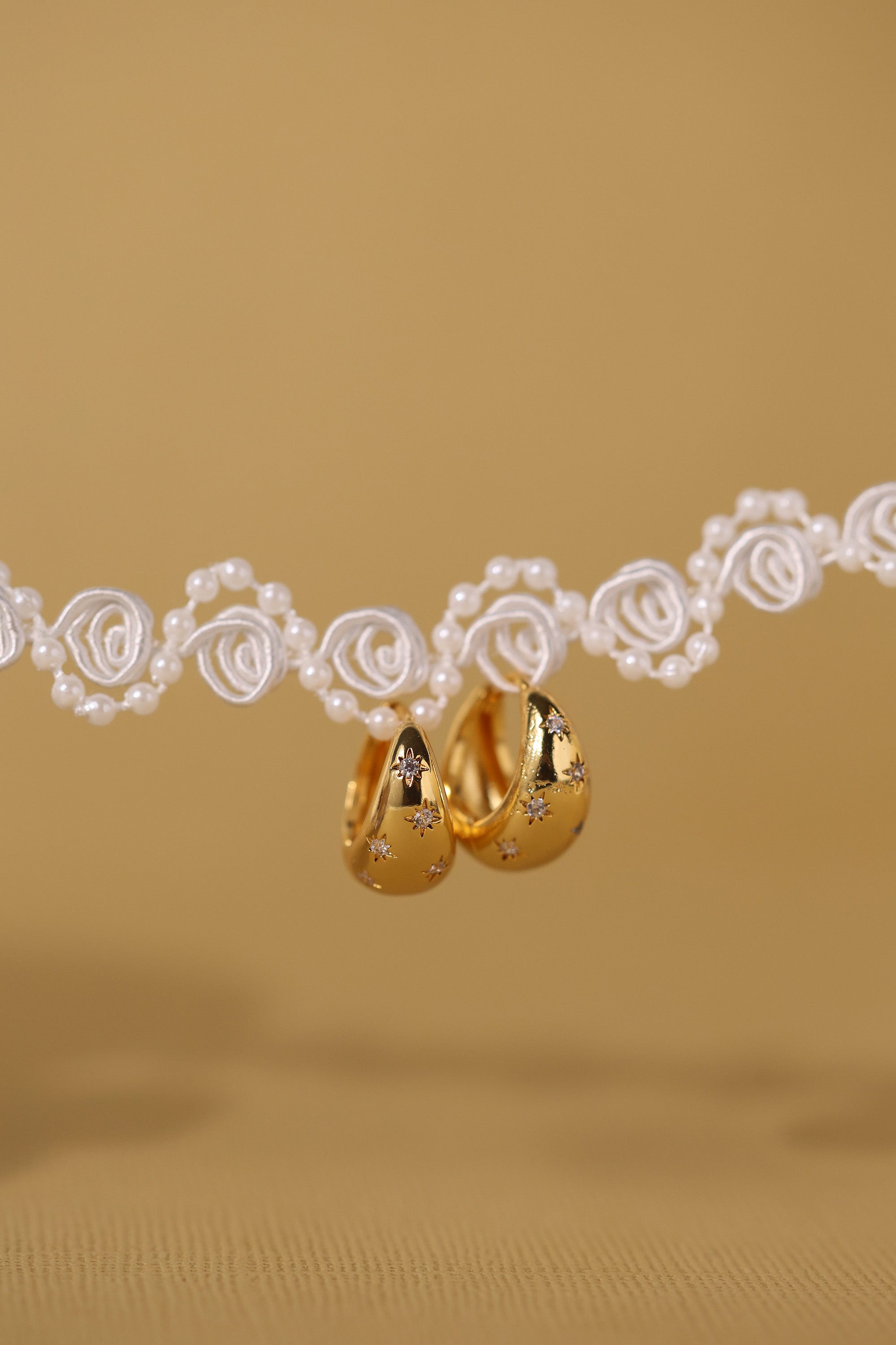 Celestial Chunky Gold Water droplet Hoop Earring