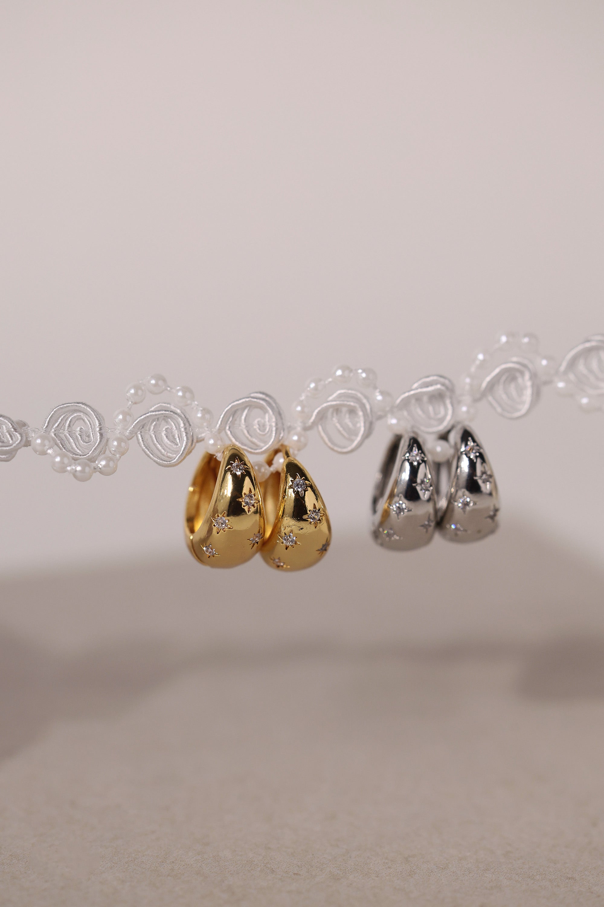 Celestial Chunky Gold Water droplet Hoop Earring