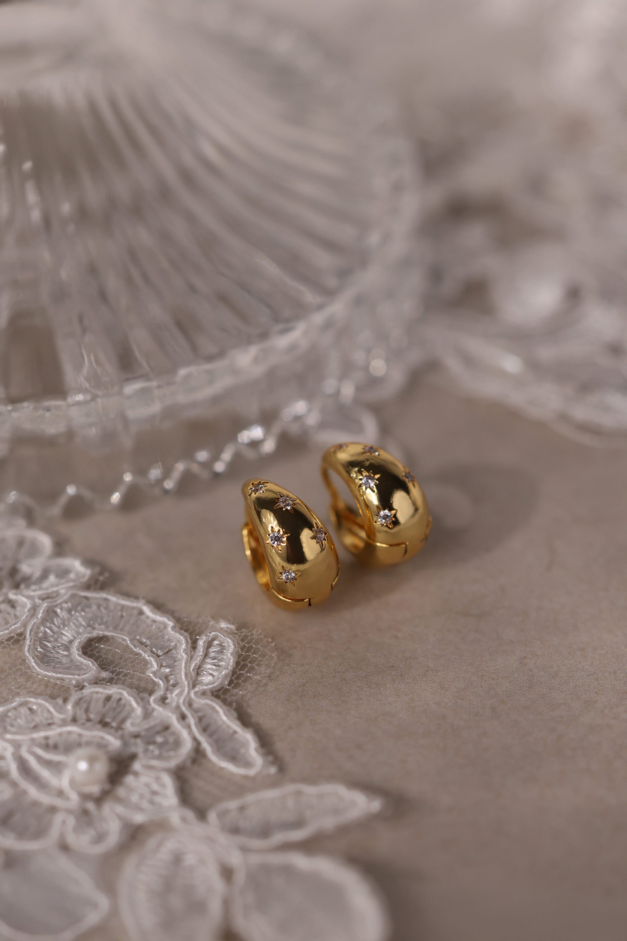 Celestial Chunky Gold Water droplet Hoop Earring