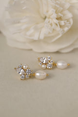 Seraphine Pearl Drop Cluster Gold Earrings