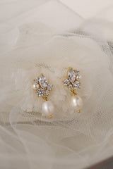Seraphine Pearl Drop Cluster Gold Earrings