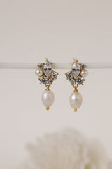 Seraphine Pearl Drop Cluster Gold Earrings