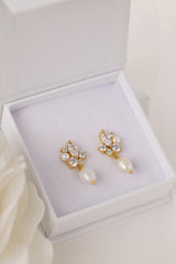 Seraphine Pearl Drop Cluster Gold Earrings