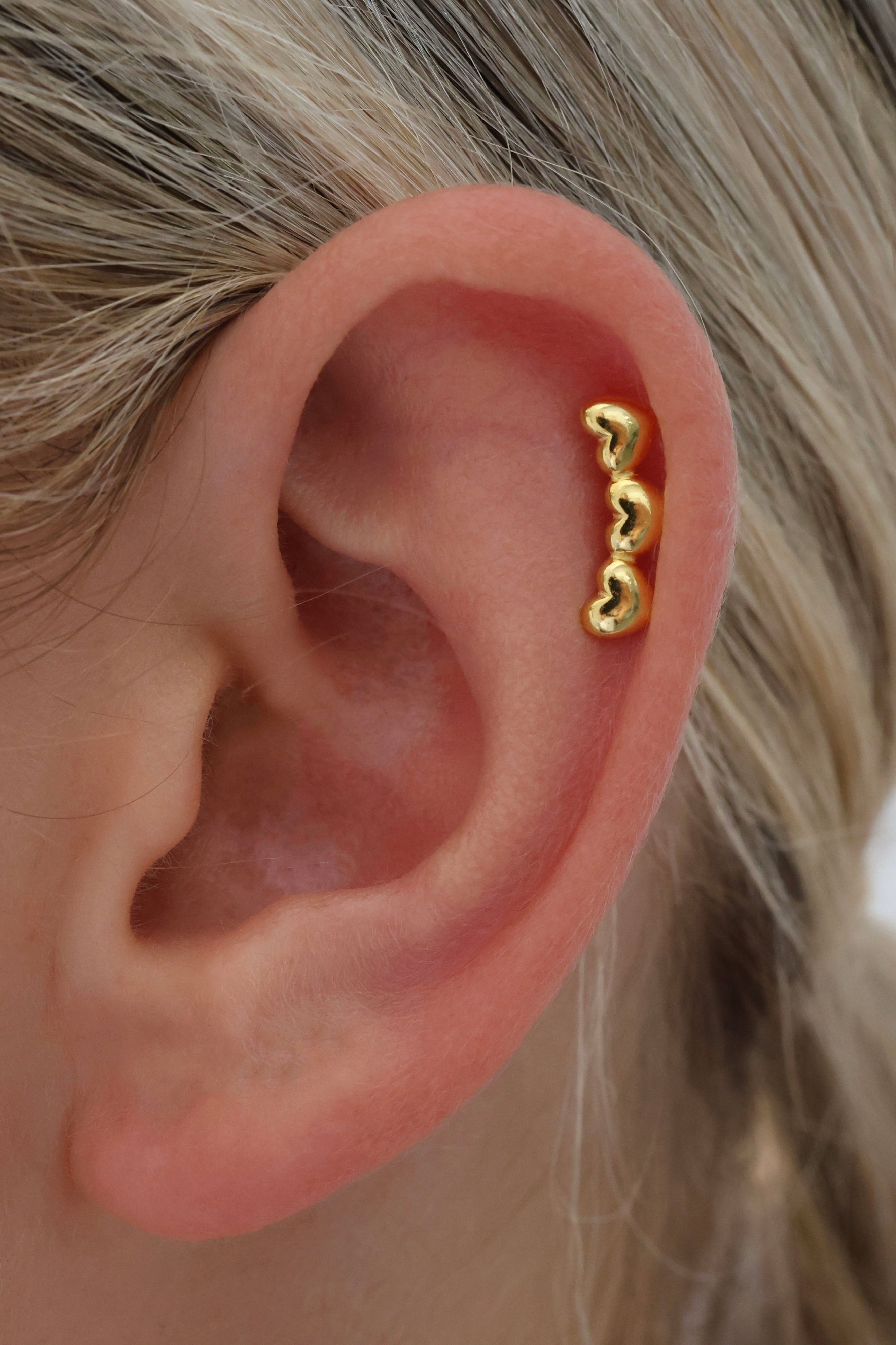 Rani Heart Screw Flat Back Helix Stud Earring Gold- 1 piece