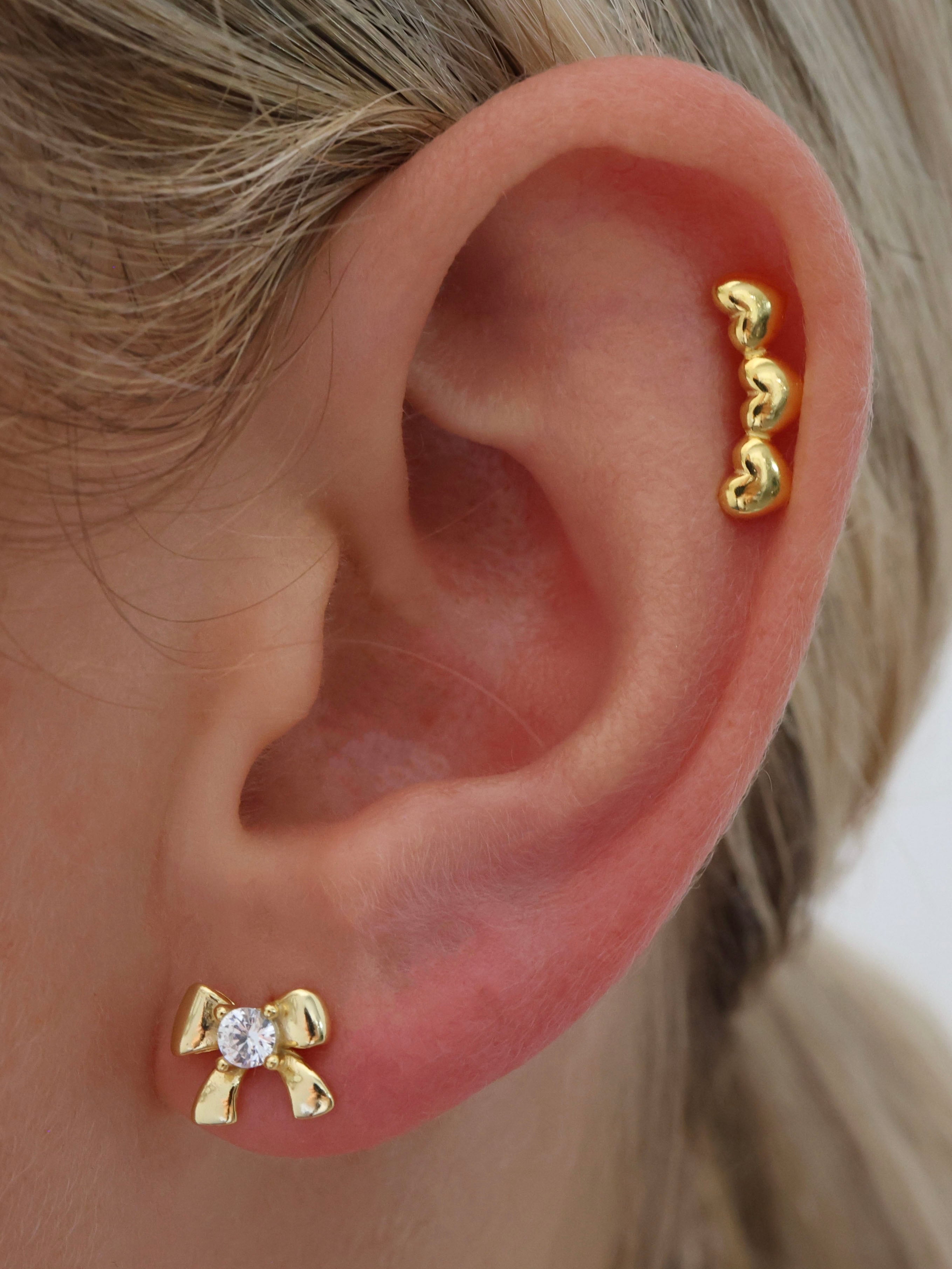 Rani Heart Screw Flat Back Helix Stud Earring Gold- 1 piece