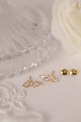 Vitoria Stud Earrings in sterling silver with a sleek marquise‑style cubic zirconia design, shown as an elegant everyday stud perfect for solo wear or 3rd‑lobe stacking.