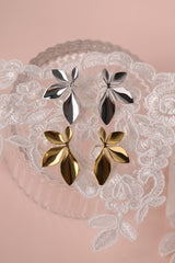 Silver stainless steel leaf‑shaped stud earrings | Anett Jewellery