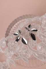 Silver stainless steel leaf‑shaped stud earrings | Anett Jewellery