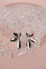 Silver stainless steel leaf‑shaped stud earrings | Anett Jewellery