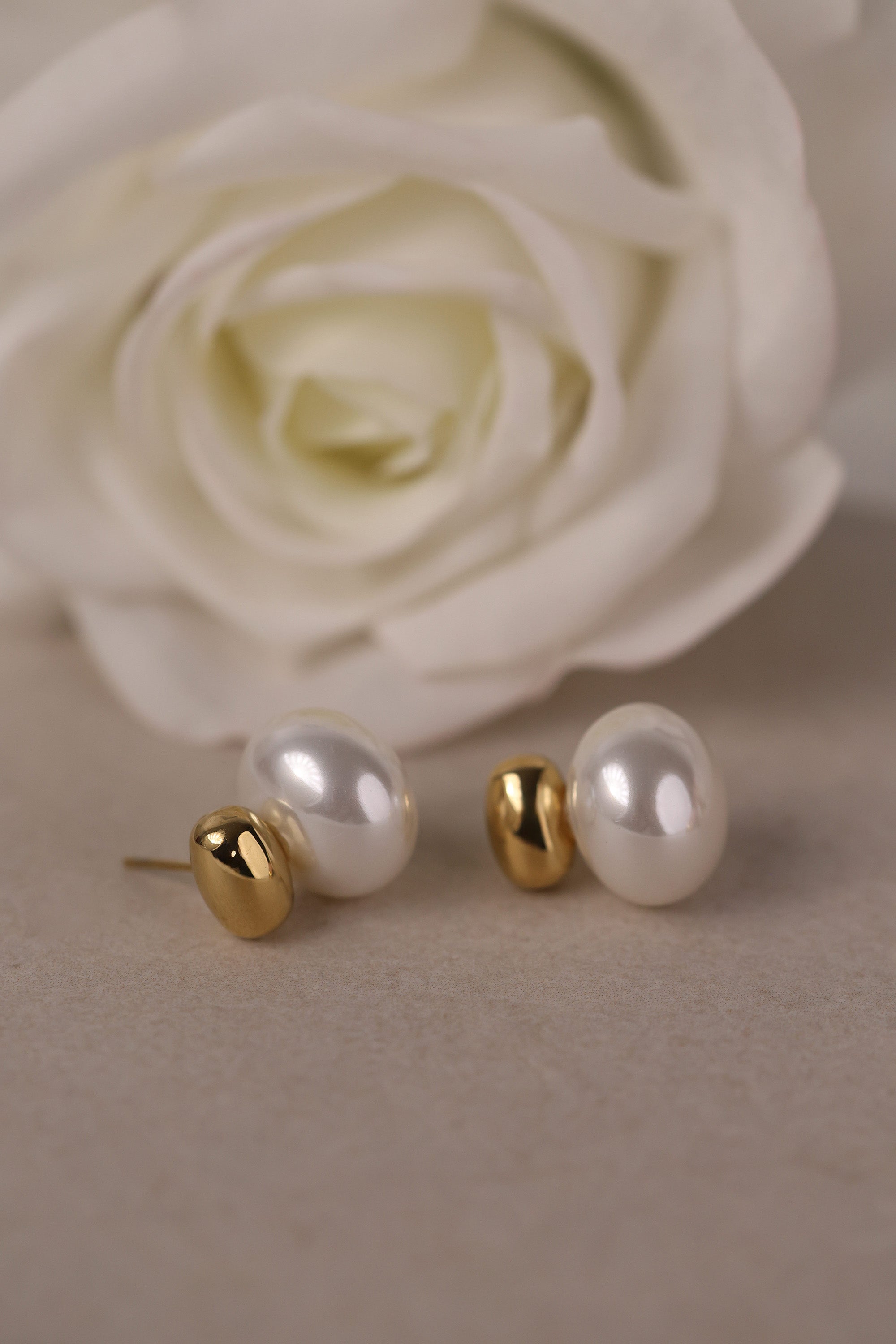 Madison Pearl Stainless Steel Stud Earrings | Hypoallergenic & Waterproof | wedding earrings, tarnish free, bridesmaid jewellery