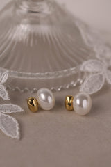 Madison Pearl Stainless Steel Stud Earrings | Hypoallergenic & Waterproof | wedding earrings, tarnish free, bridesmaid jewellery