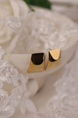Gold geometric stainless steel stud earrings