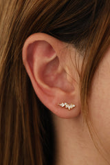 Vitoria Stud Earrings in sterling silver with a sleek marquise‑style cubic zirconia design, shown as an elegant everyday stud perfect for solo wear or 3rd‑lobe stacking.