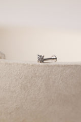 Mini Astra 16G Screw Flat Back Helix Stud Earring silver- 1 piece